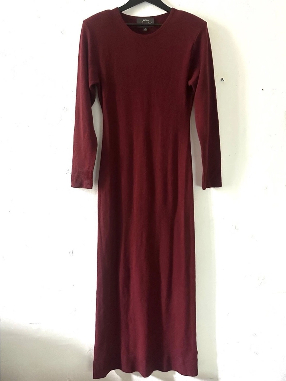 J.Crew Women’s 100% Cashmere Edit Sweater Dress Burgundy Midi Knit Minimalist M